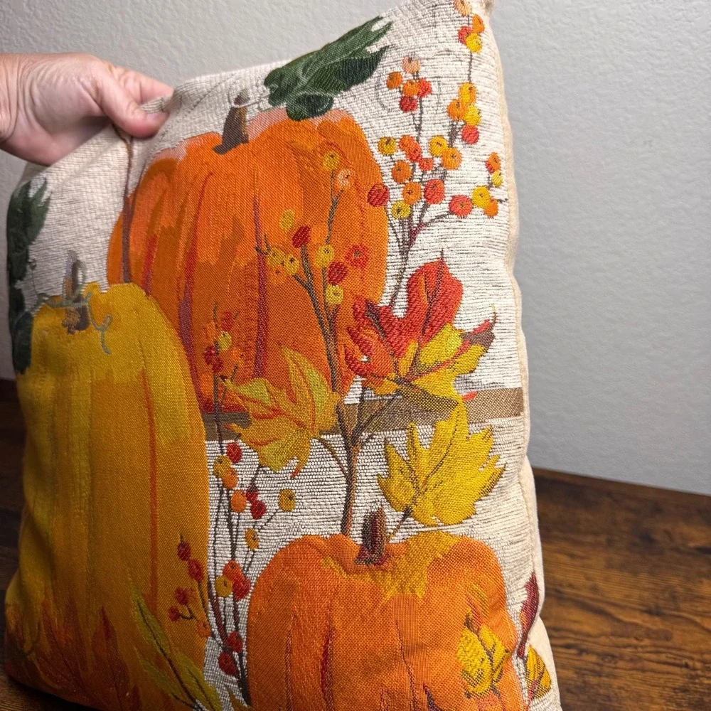 Brentwood Originals October Harvest Pumpkin Throw Pillow 18 x 18 Autumn Decor